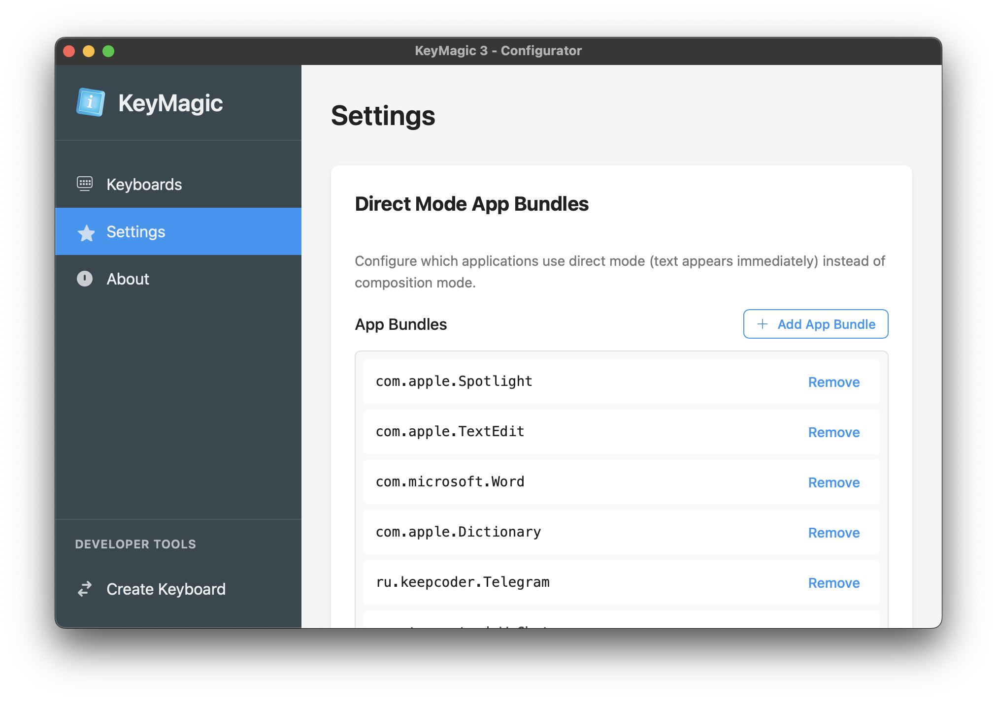 Direct Mode Settings
